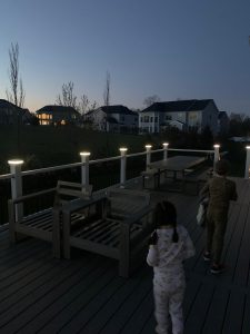 new deck build in cohasset during the night